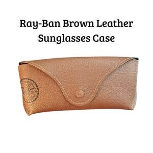 Ray-Ban Brown Leather Sunglasses Case Snap Closure